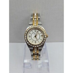 Relic Womens Queens Court ZR11775 Two Tone Crystal Watch 27mm Quartz New Battery
